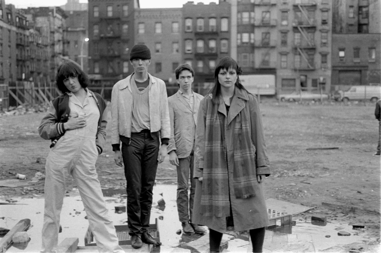 Youth against Death. 1980. Photograph by Katherine Dumas From left: Nancy Ulrich, Scott Covert, Frank Holliday, and Natalya Maystrenko